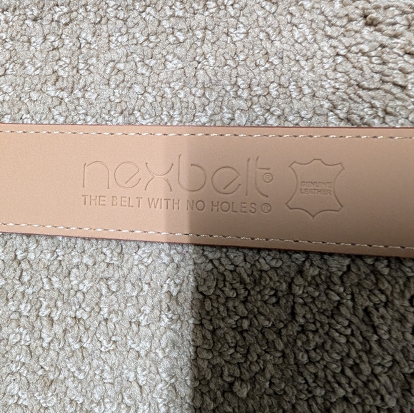 Nexbelt Mens Leather Light Brown Belt Adjustable No Holes Gold Brass Classic - Picture 6 of 11